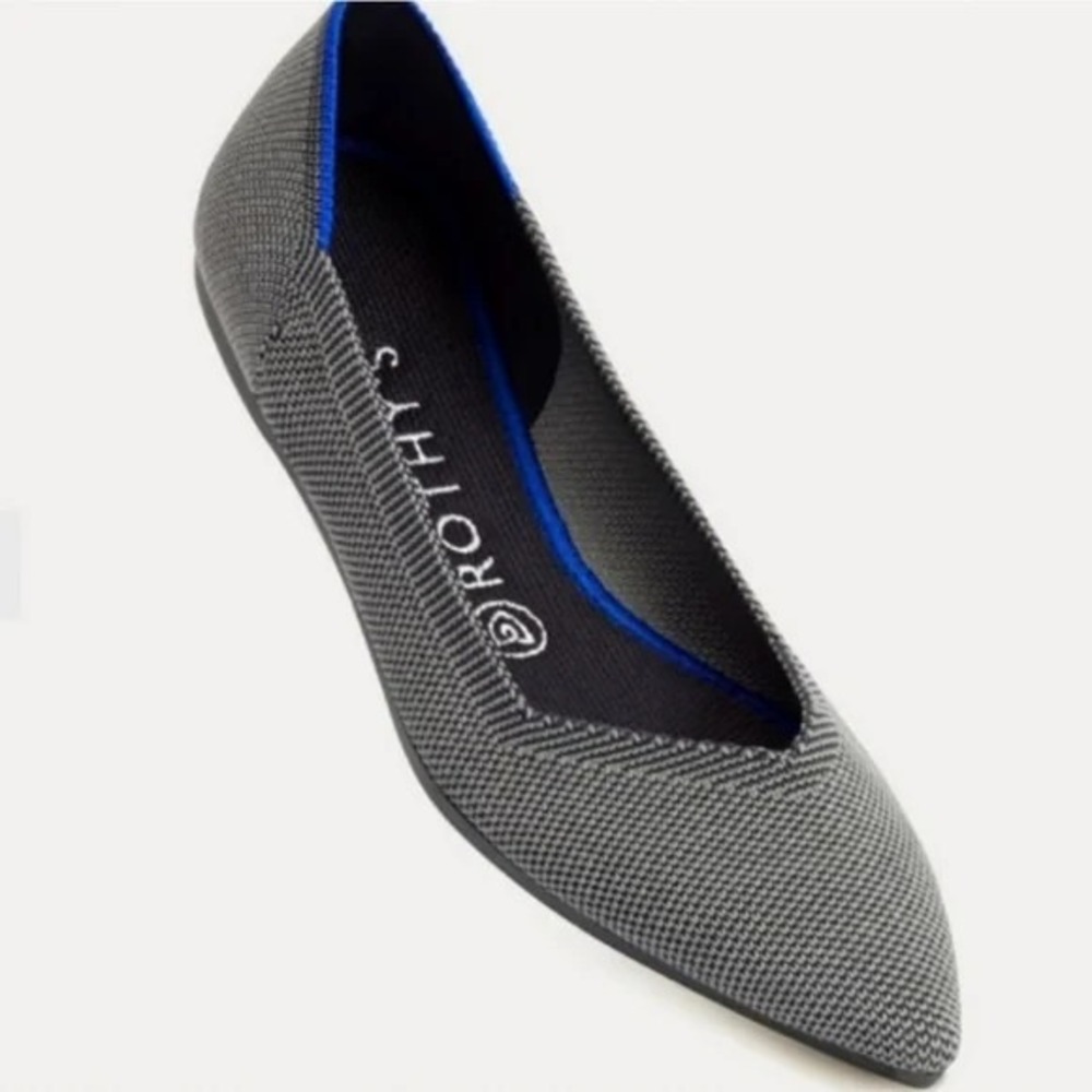 Rothy's The Point Women's Flats Cloud Grey Birdseye Knit Ballet Shoes Size 8.5